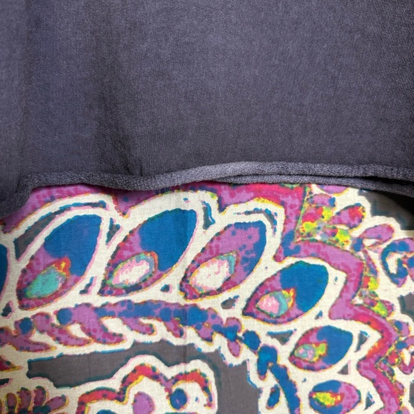 ANTHROPOLOGIE Vintage Look Cropped Oversized Navy Blue Sweatshirt Raw Hem Large - Picture 3 of 11